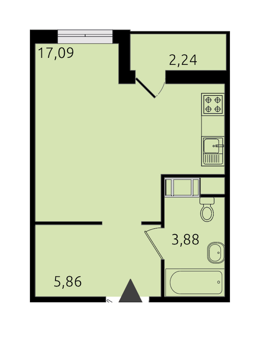 Квартира студия 26.8 м², 4/17 эт., ЖК «Новые горизонты 2»